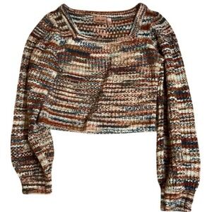 Willow Root Striped Square Neck Cropped‎ Sweater Size S
